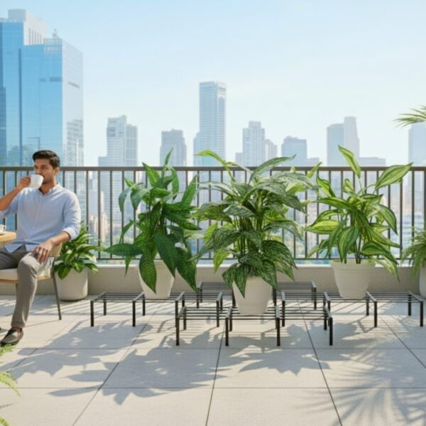 MPS-S4-6 Galvanised Metal Plant Stand Premium